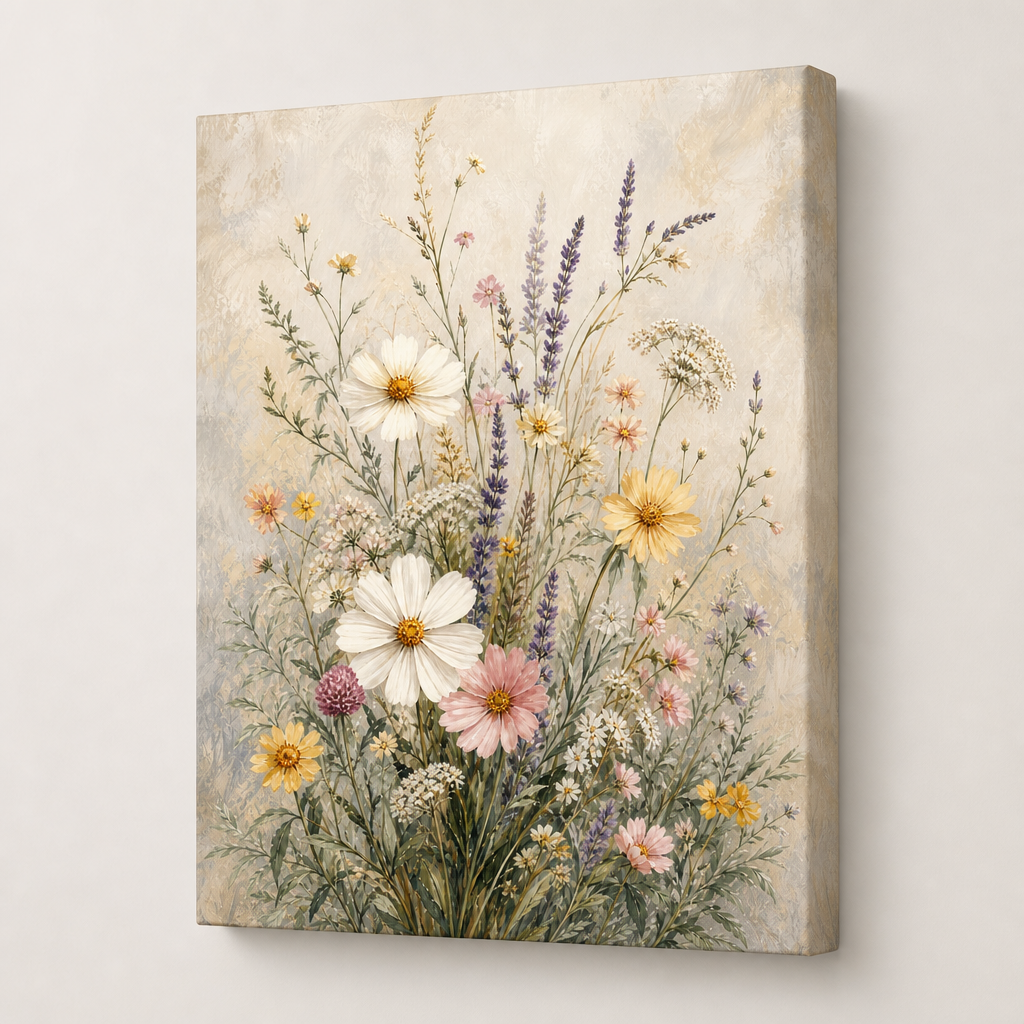 Wildflower meadow wrapped canvas right edge detail
