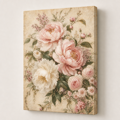 Vintage Soft Floral Canvas Painting for Home Wall Decor - botanical canvas wall art by JOJOShop