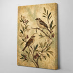 Vintage Bird Botanical Canvas Wall Art right side wrapped canvas edge effect