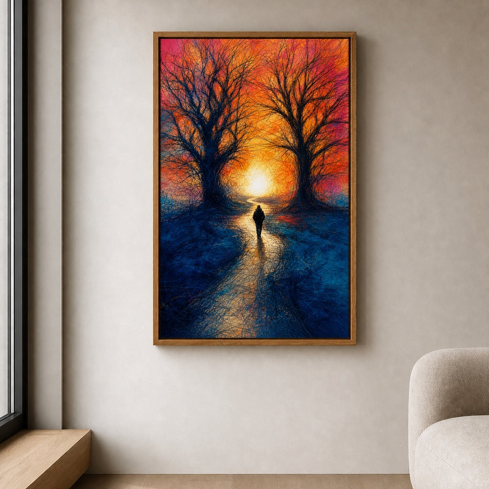 Scribble Path Through Trees Wall Art floating frame wall art - 05