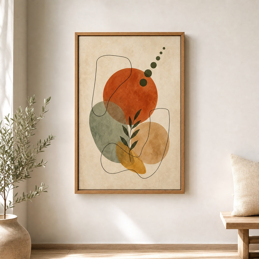 Organic Shapes Earthtone Abstract Poster Wall Art floating frame wall art - 05
