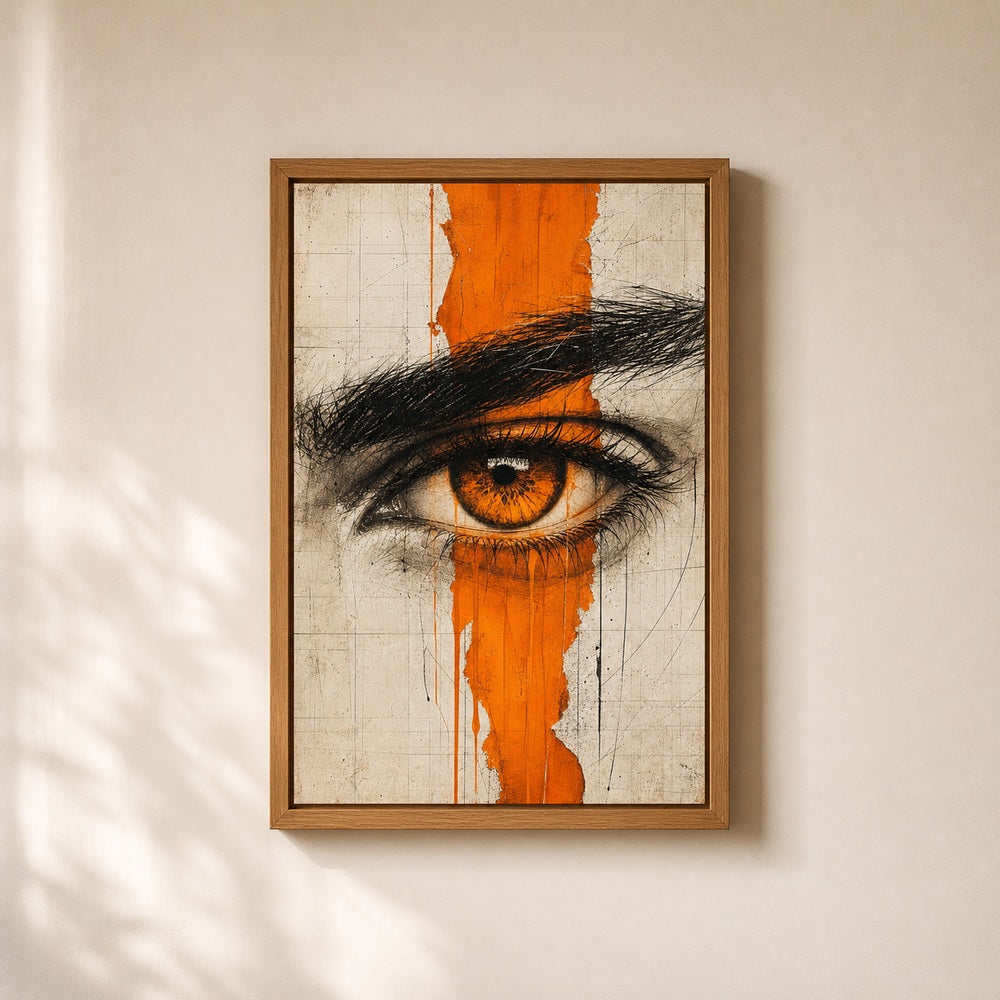 Amber Eye Orange Mixed Media Wall Art floating frame wall art - 05