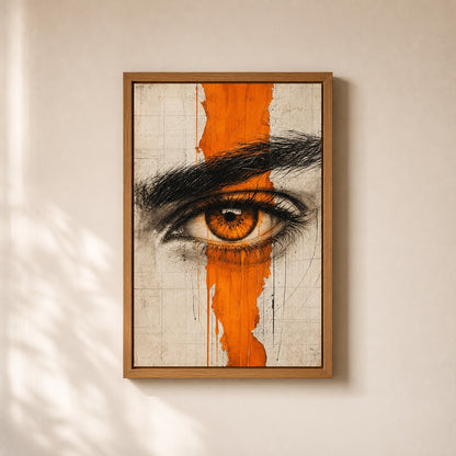 Amber Eye Orange Mixed Media Wall Art floating frame wall art - 05
