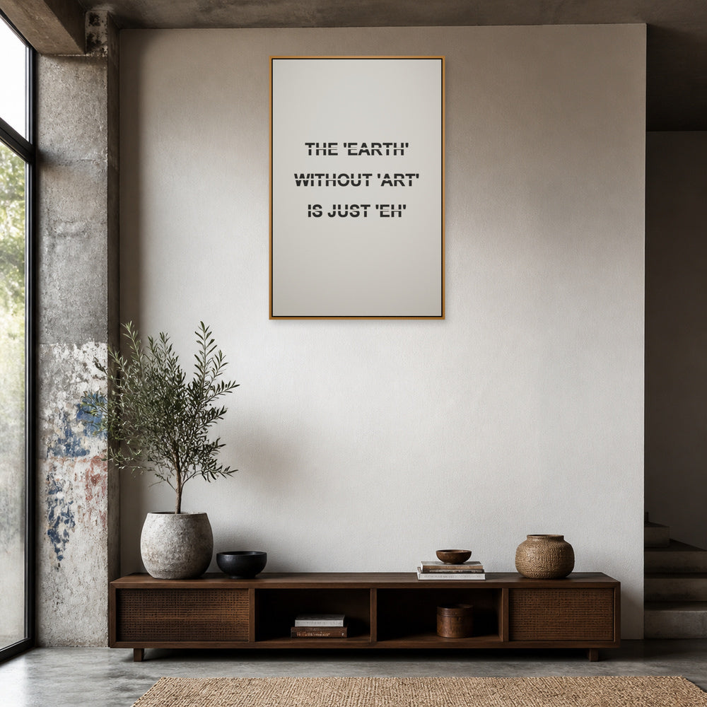 Earth Without Art Stencil Quote Floating Frame Wall Art - 05_warm_oak_wall_scene