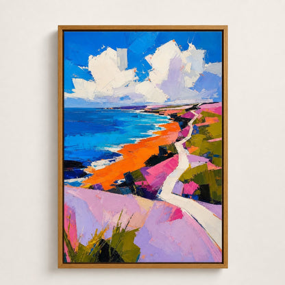 Abstract Coastal Impasto Landscape Wall Art floating frame wall art - 05