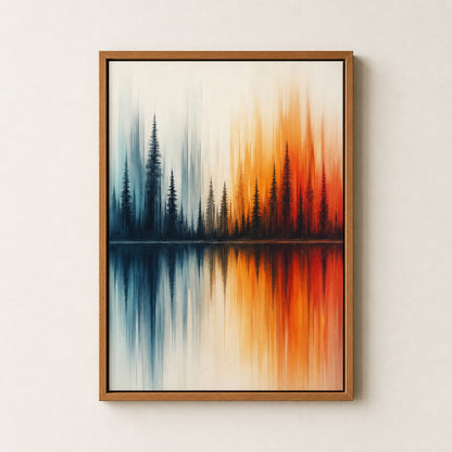 Abstract Autumn Forest Reflection Wall Art floating frame wall art - 05