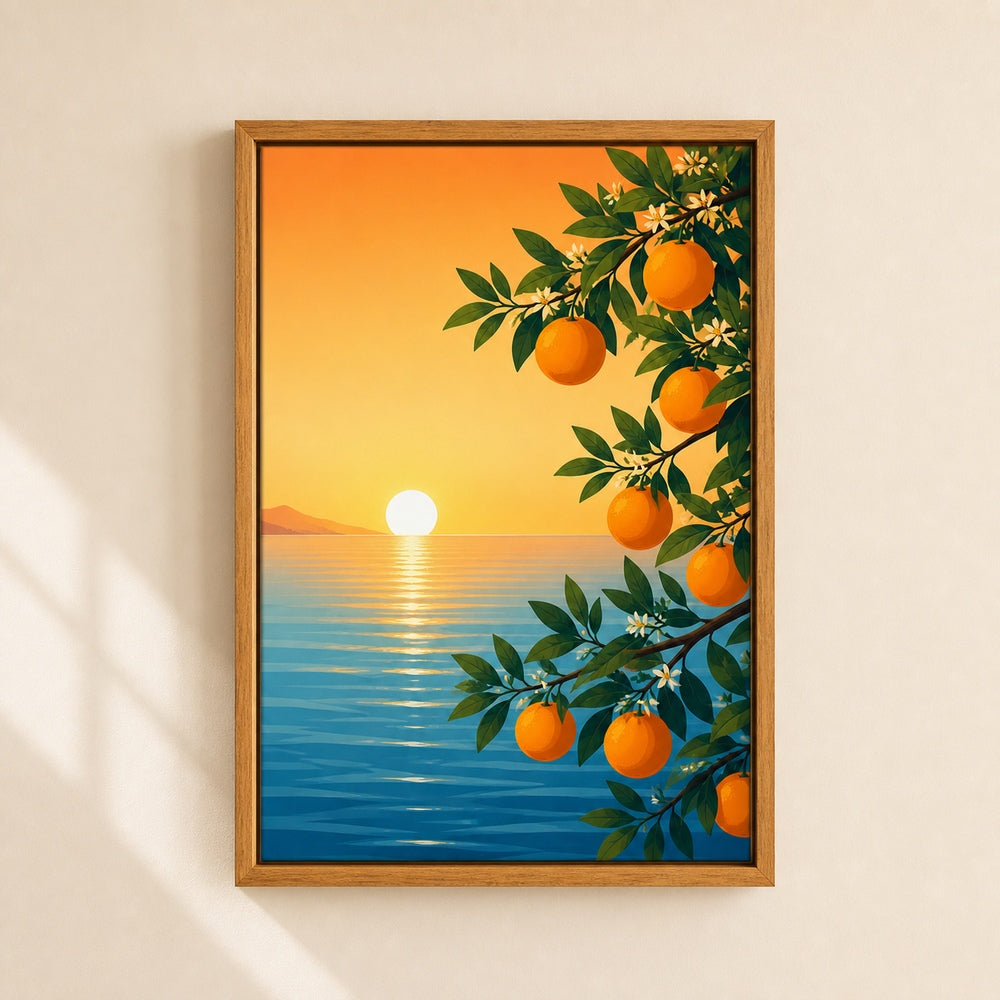 Citrus Branch Sunset Sea Wall Art floating frame wall art - 05