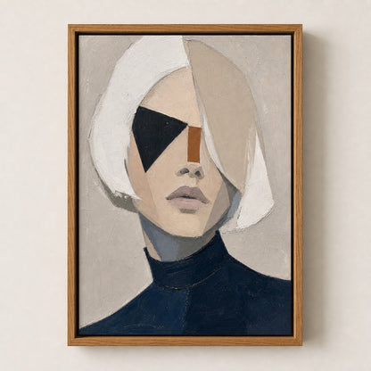 White Bob Geometric Minimal Portrait Wall Art floating frame wall art - 05