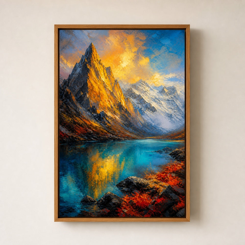 Mountain Lake Impressionist Wall Art floating frame wall art - 05