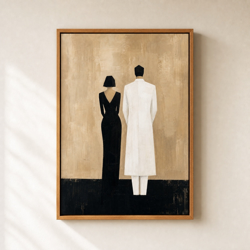 Black White Couple Silhouettes Minimal Wall Art floating frame wall art - 05