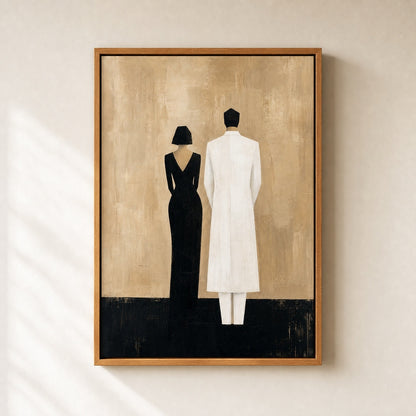 Black White Couple Silhouettes Minimal Wall Art floating frame wall art - 05