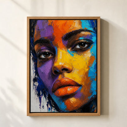 Impasto Female Face Pop Color Wall Art floating frame wall art - 05