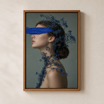 Blue Paint Blindfold Profile Wall Art floating frame wall art - 05