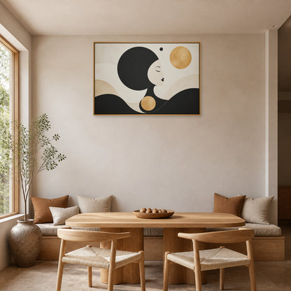 Geometric Woman Profile Floating Frame Wall Art - 05_warm_oak_wall_scene