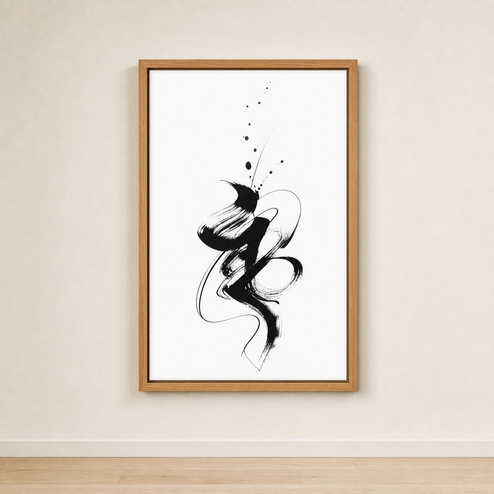 Black White Abstract Calligraphy Ink Wall Art floating frame wall art - 05