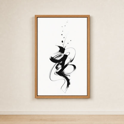 Black White Abstract Calligraphy Ink Wall Art floating frame wall art - 05