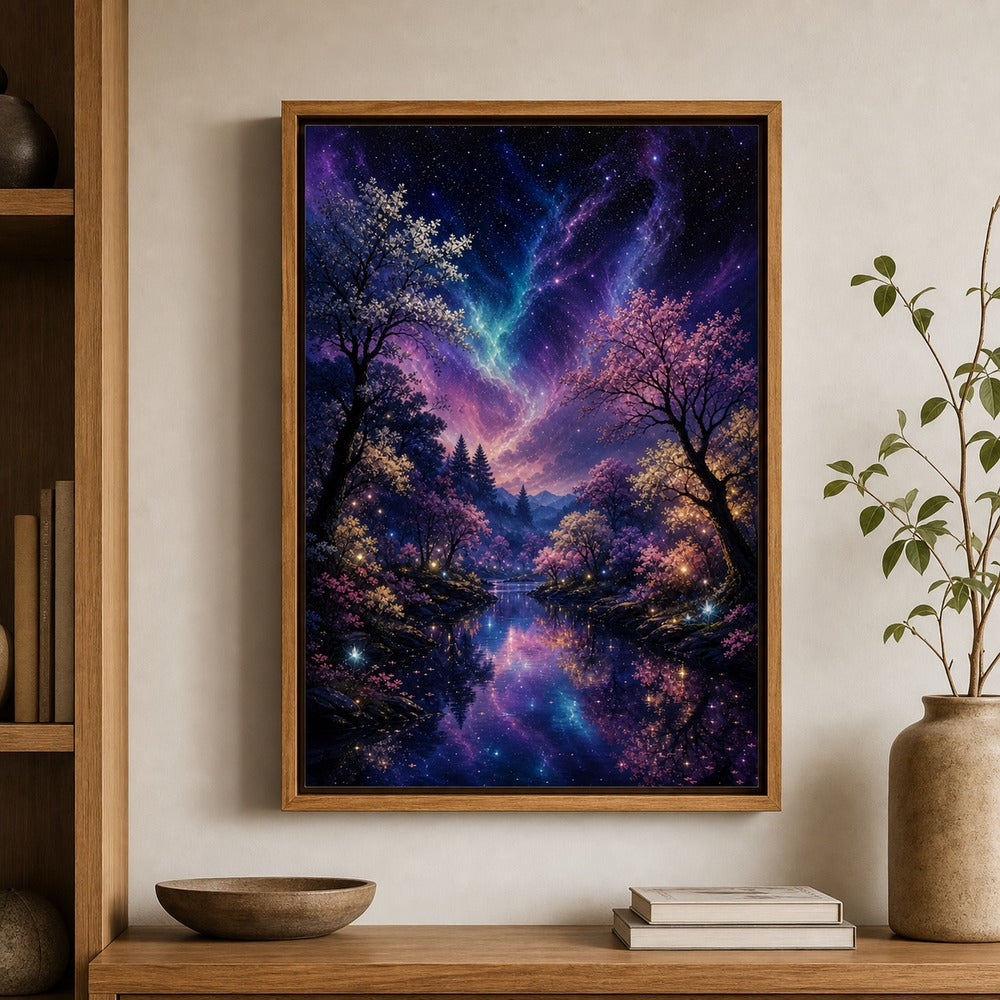 Enchanted Night Forest River Wall Art - 05