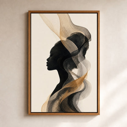 Black Female Profile Ribbon Abstract Wall Art floating frame wall art - 05