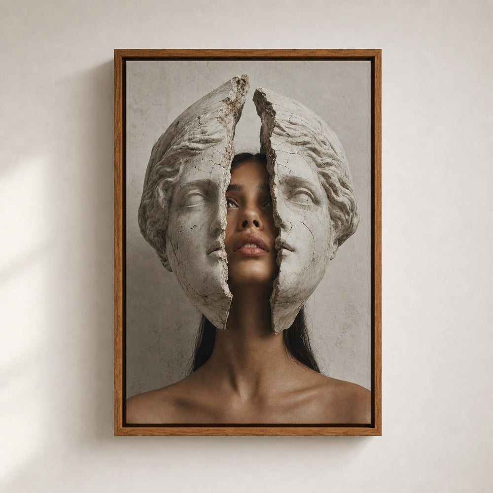 Cracked Marble Mask Fashion Portrait Wall Art floating frame wall art - 05