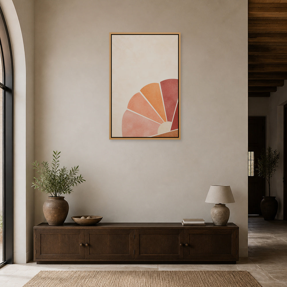 Burgundy Amber Neo Deco Abstract Floating Frame Wall Art - 05_warm_oak_wall_scene