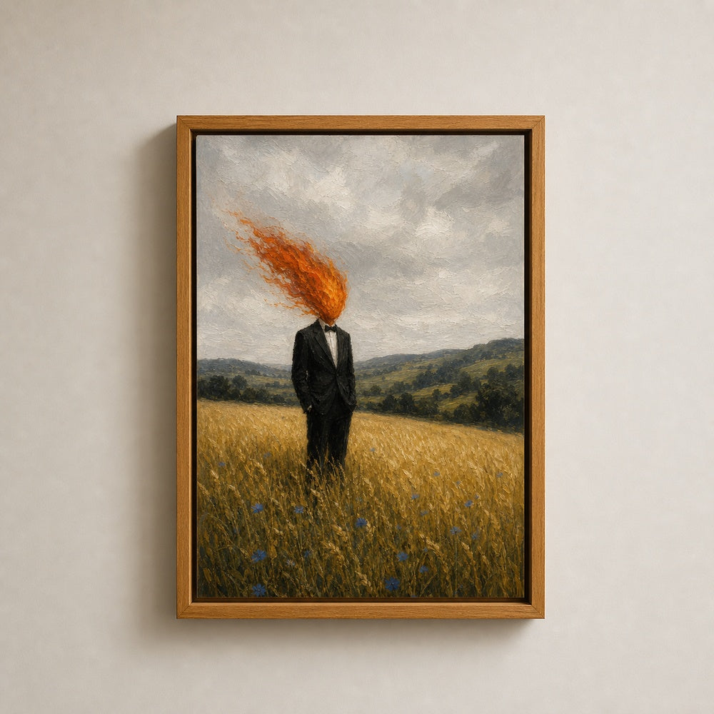 Flame Head Suit Wheat Field Wall Art floating frame wall art - 05