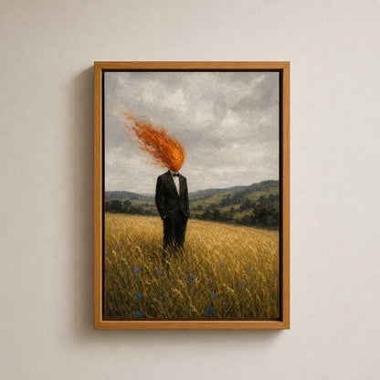 Flame Head Suit Wheat Field Wall Art floating frame wall art - 05