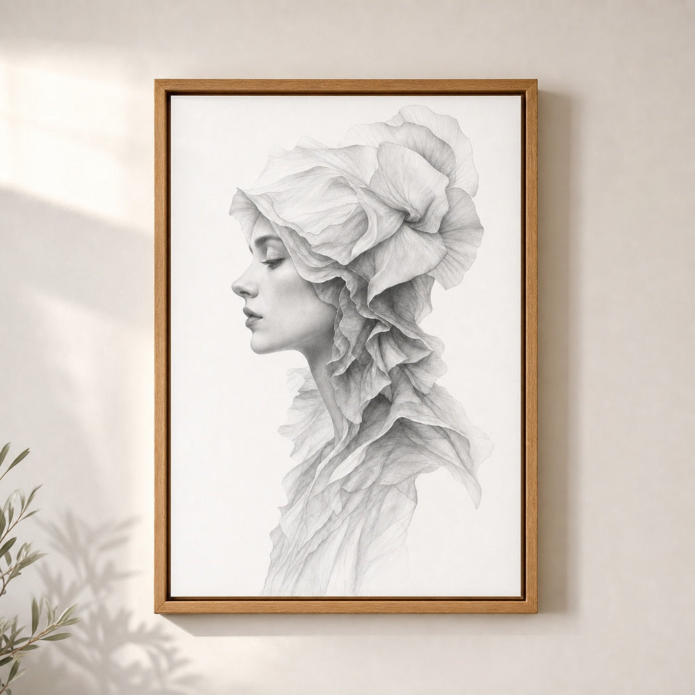 Surreal Side Female Fabric Pencil Wall Art floating frame wall art - 05