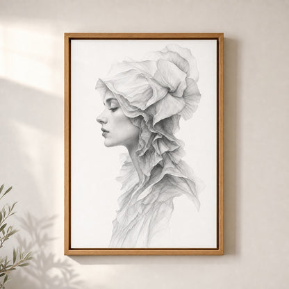 Surreal Side Female Fabric Pencil Wall Art floating frame wall art - 05