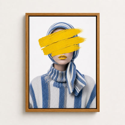 Yellow Paint Striped Knit Fashion Wall Art floating frame wall art - 05