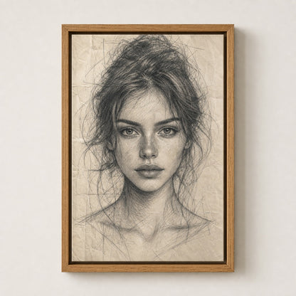 Pencil Front Female Portrait Wall Art floating frame wall art - 05