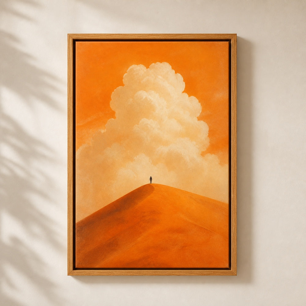 Orange Dune Solitary Figure Wall Art floating frame wall art - 05