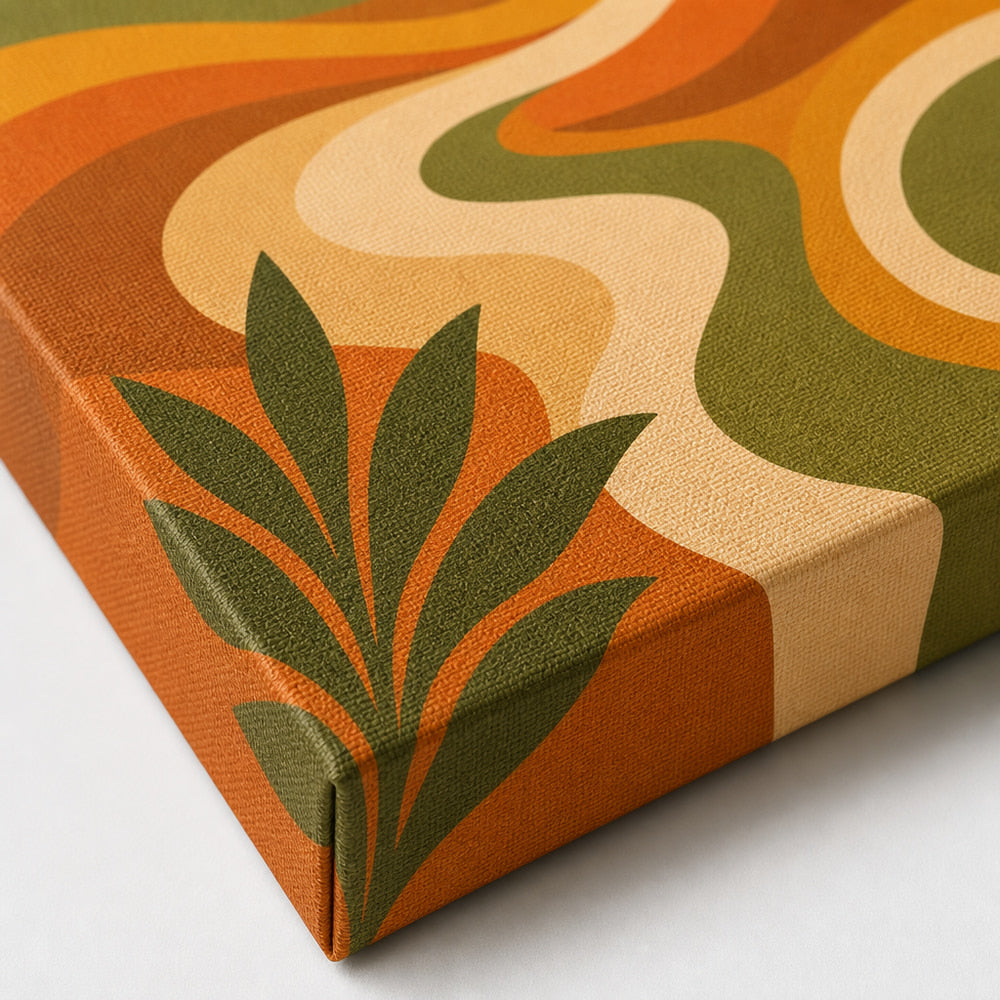 70s Psychedelic Waves Mid-Century Modern Canvas Wall Art 05 detail