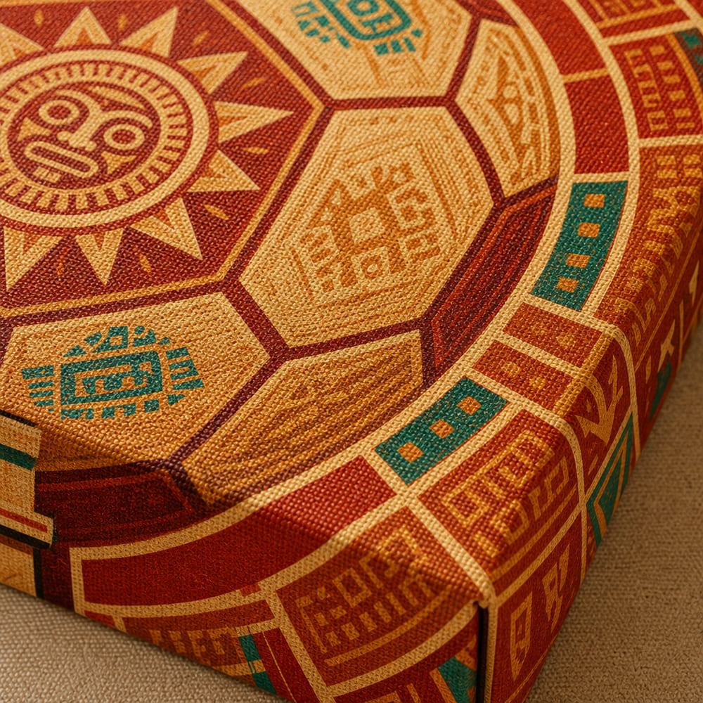 Mexico City 2026 Aztec Totem Soccer Canvas Wall Art 05 close-up canvas texture and wrapped edge detail