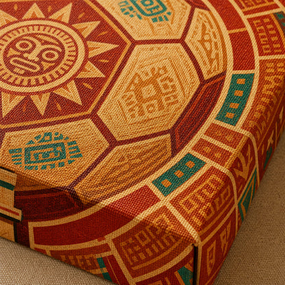 Mexico City 2026 Aztec Totem Soccer Canvas Wall Art 05 close-up canvas texture and wrapped edge detail