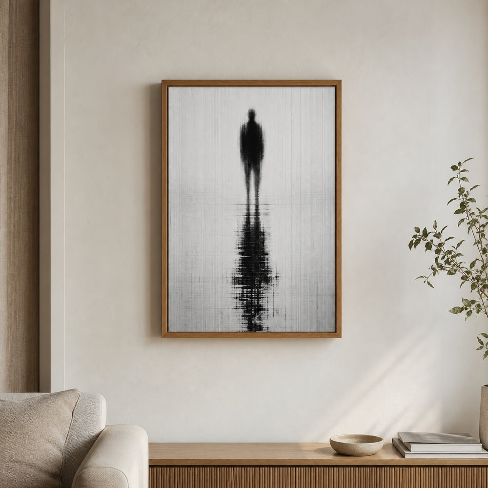 Glitch Ghost Black White Reflection Wall Art floating frame wall art - 05