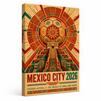 Mexico City 2026 Aztec Totem Soccer Canvas Wall Art 05 white background left-view wrapped canvas main image