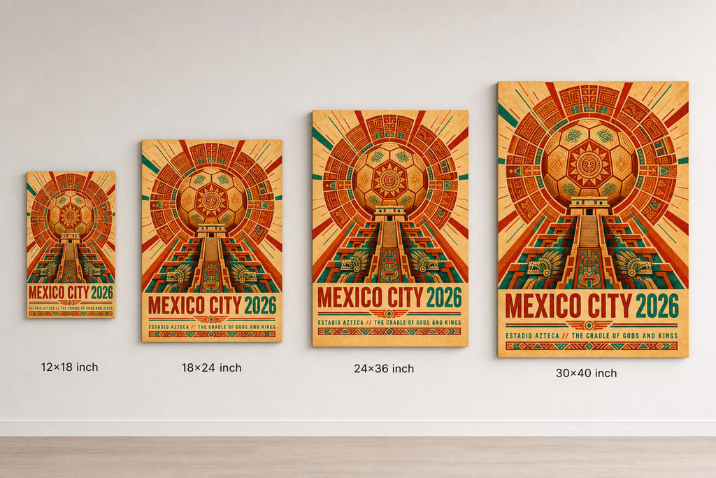 Mexico City 2026 Aztec Totem Soccer Canvas Wall Art 05 canvas size comparison