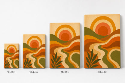 70s Psychedelic Waves Mid-Century Canvas Wall Art canvas wall art
