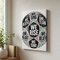 One Team One Heart Chant Typography Canvas Wall Art 12×18 inch thin wrapped canvas wall mockup