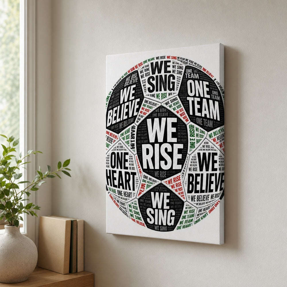 One Team One Heart Chant Typography Canvas Wall Art 12×18 inch thin wrapped canvas wall mockup