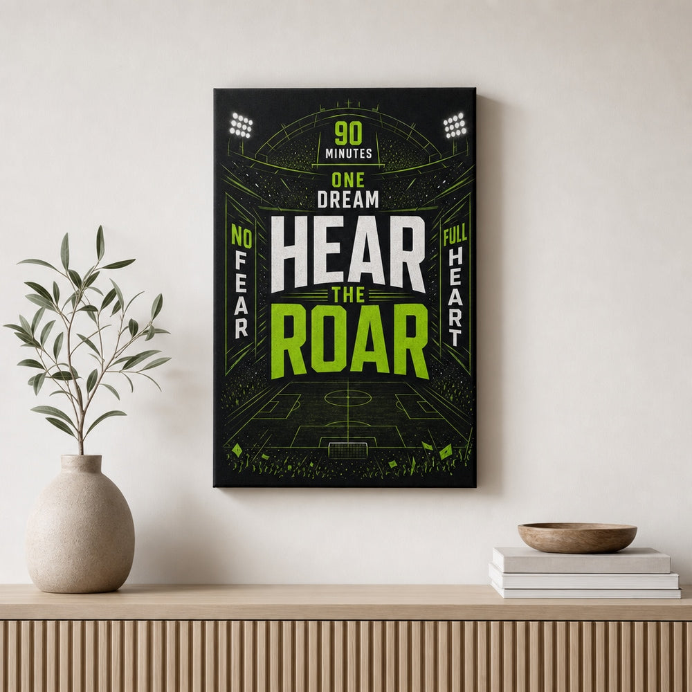Hear The Roar Stadium Typography Canvas Wall Art 12×18 inch thin wrapped canvas wall mockup