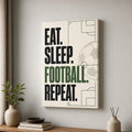Eat Sleep Football Repeat Typography Canvas Wall Art 12×18 inch thin wrapped canvas wall mockup