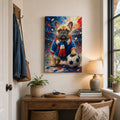 French Bulldog Soccer Fan Canvas Wall Art side edge canvas print