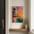 Miami Beach Sunset Soccer Canvas Wall Art 12×18 inch thin wrapped canvas wall mockup