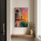 Miami Beach Sunset Soccer Canvas Wall Art 12×18 inch thin wrapped canvas wall mockup