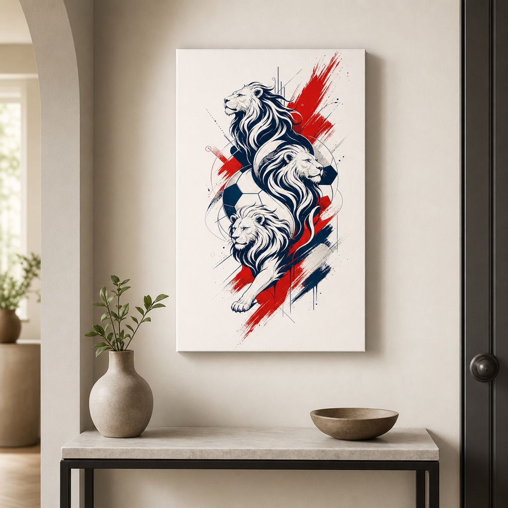 England Three Lions National Pride Soccer Canvas Wall Art 12×18 inch thin wrapped canvas wall mockup