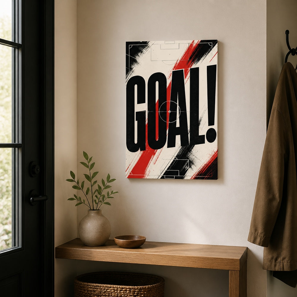 GOAL Soccer Typography Canvas Wall Art 12×18 inch thin wrapped canvas wall mockup
