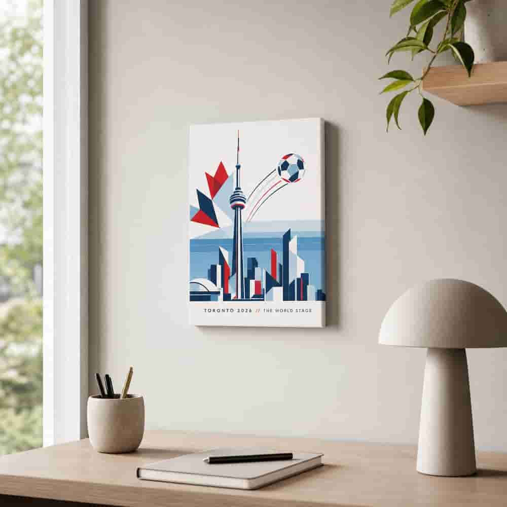 Toronto 2026 World Stage Soccer Canvas Wall Art 12×18 inch thin wrapped canvas wall mockup