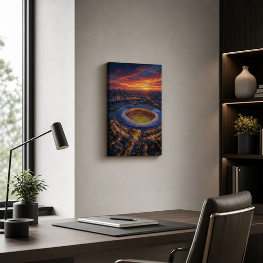 Twilight Aerial Stadium Art Canvas Wall Art 12×18 inch thin wrapped canvas wall mockup