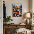 Golden Retriever Soccer Fan Canvas Wall Art side edge canvas print